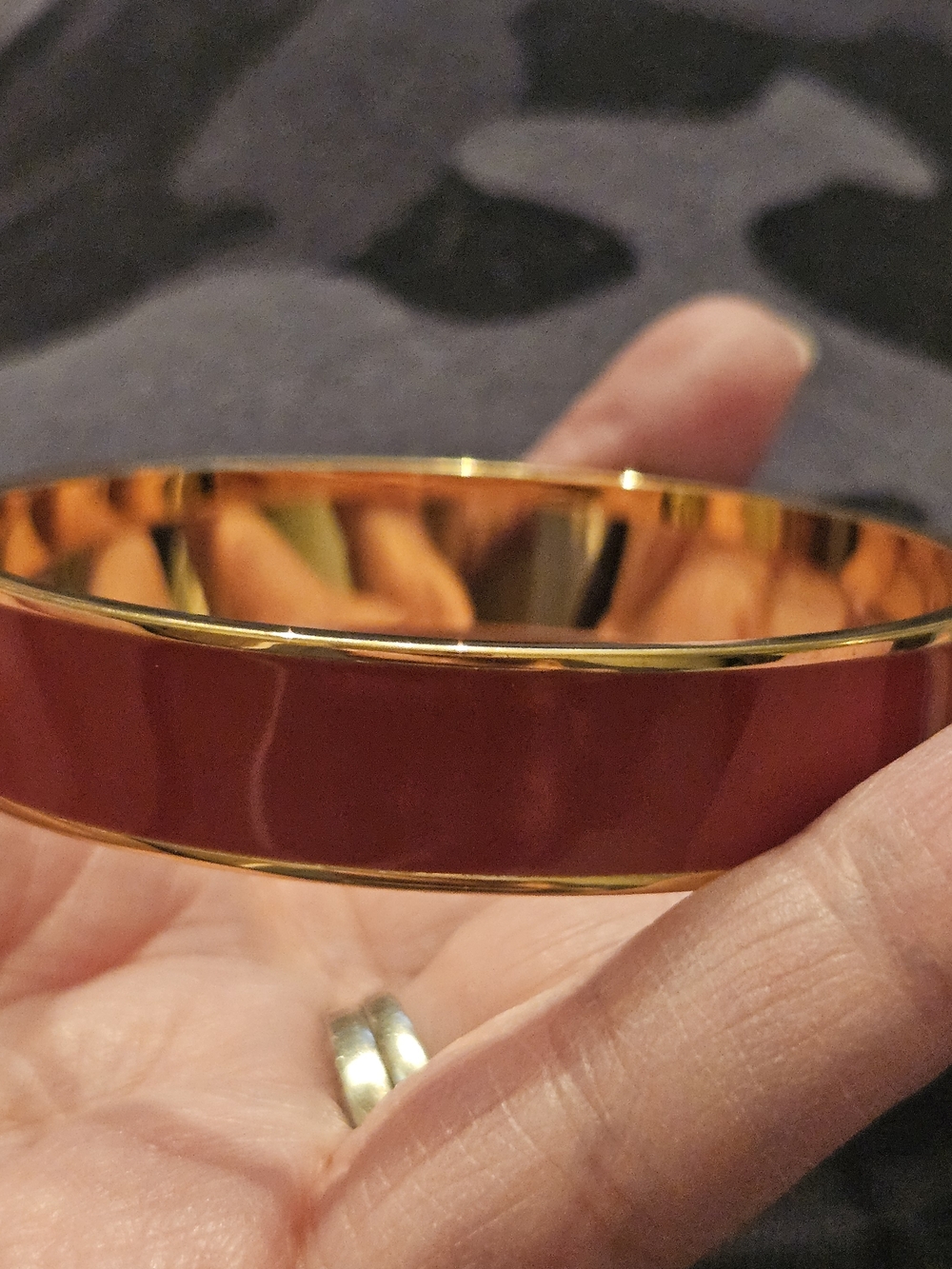 Chunky Monet Gold Tone Cuff Bracelet with Red Accent